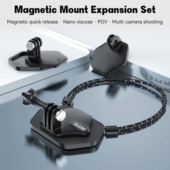 Telesin Magnetic Nylon Invisible Expansion Mount Set POV for Action Cameras - Picture 2 of 16